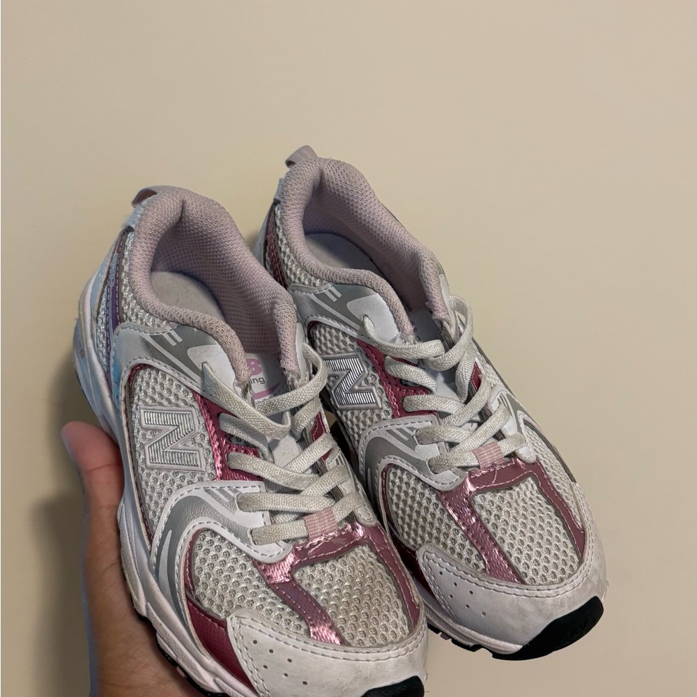 New Balance Pink and White Sneakers with Breathable Mesh